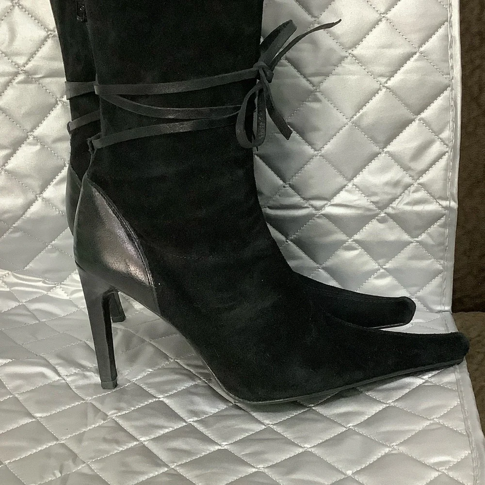 Charles David Black suede Heeled Boots, Size 7.5 - Picture 11 of 14